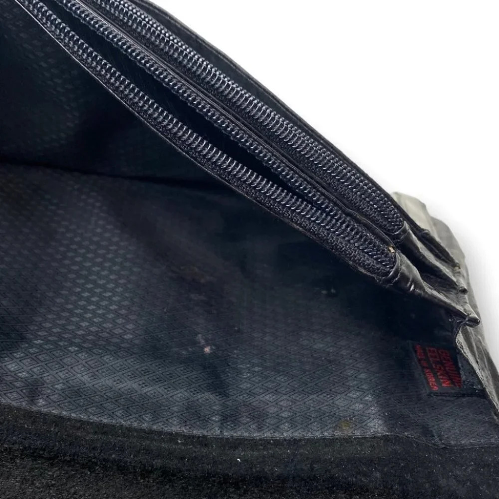 Vintage Black Eel Skin Clutch Made  in Korea - Picture 10 of 13